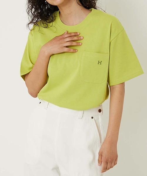 HOLLYWOOD RANCH MARKET（ハリウッドランチマーケット）の「Hエンブロイダリー ポケットショートスリーブTシャツ（Tシャツ/カットソー・メンズ・ホワイト/ピンク/グリーン/ベージュ/ブルー/ブラック・SMALL/MEDIUM/LARGE/X-LARGE）」の7枚目の写真