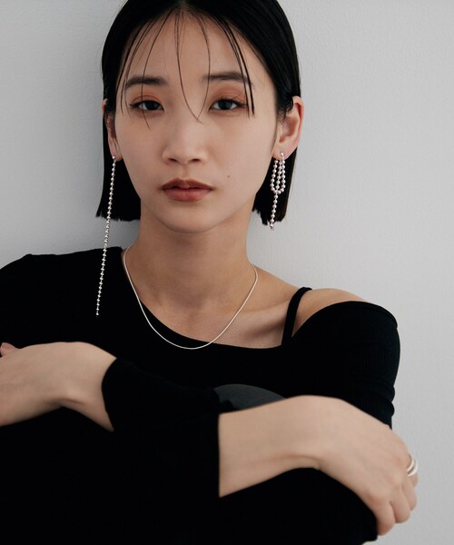 COCOSHNIK ONKITSCH（ココシュニックオンキッチュ）の「シルバー チェーンピアス ボールループ（ピアス（両耳用）・レディース・クリア・00）」の13枚目の写真