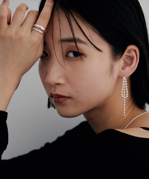 COCOSHNIK ONKITSCH（ココシュニックオンキッチュ）の「シルバー チェーンピアス ボールループ（ピアス（両耳用）・レディース・クリア・00）」の15枚目の写真