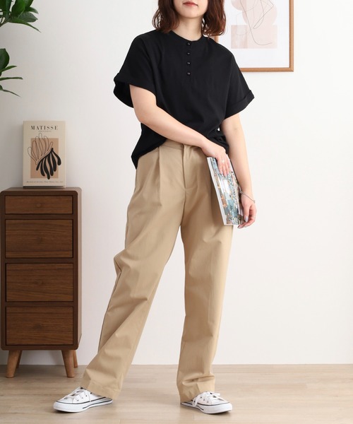 atONE(アットワン)の「2wayデザインボタンカットソー(Tシャツ/カットソー・レディース・チャコールグレー/ブラック/オフホワイト/グレイッシュベージュ・M)」の12枚目の写真