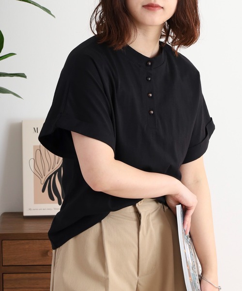 atONE(アットワン)の「2wayデザインボタンカットソー(Tシャツ/カットソー・レディース・チャコールグレー/ブラック/オフホワイト/グレイッシュベージュ・M)」の10枚目の写真