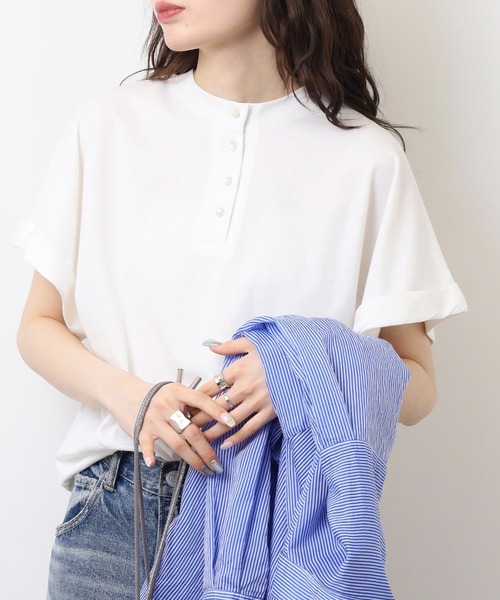 atONE(アットワン)の「2wayデザインボタンカットソー(Tシャツ/カットソー・レディース・チャコールグレー/ブラック/オフホワイト/グレイッシュベージュ・M)」の7枚目の写真