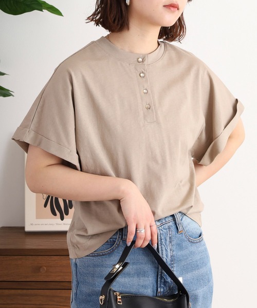 atONE(アットワン)の「2wayデザインボタンカットソー(Tシャツ/カットソー・レディース・チャコールグレー/ブラック/オフホワイト/グレイッシュベージュ・M)」の19枚目の写真