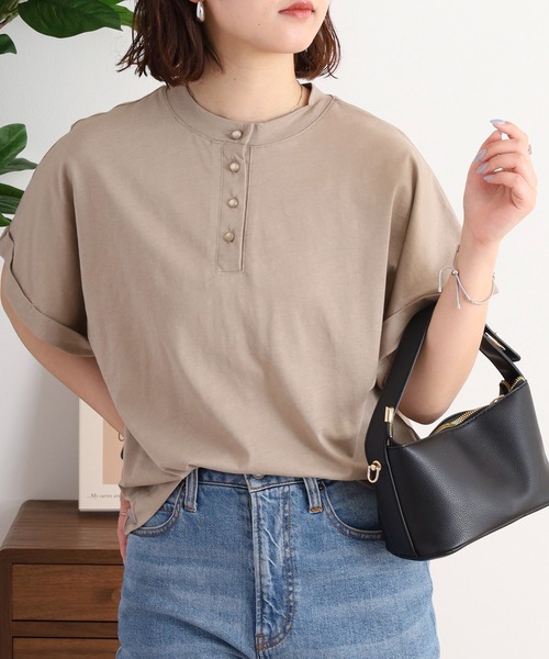 atONE(アットワン)の「2wayデザインボタンカットソー(Tシャツ/カットソー・レディース・チャコールグレー/ブラック/オフホワイト/グレイッシュベージュ・M)」の18枚目の写真