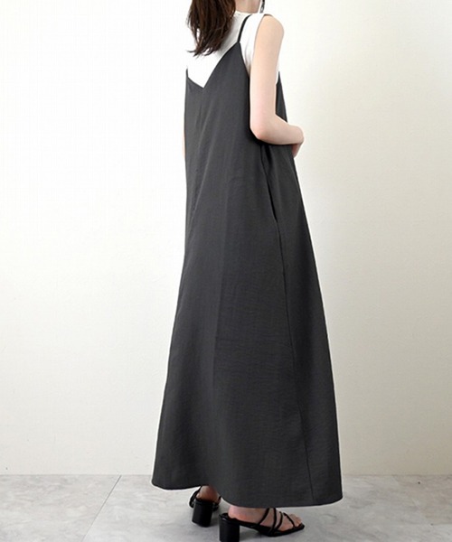 STYLEBLOCK(スタイルブロック)の「リネンタッチ2WAYキャミワンピース(ワンピース・レディース・チャコールグレー/ブラック/ベージュ・M)」の7枚目の写真