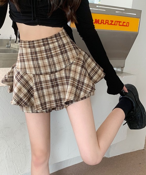 2ly2(トゥーリートゥー)の「レトロガーリー♪チェック柄フレアスカパン(その他パンツ・レディース・ブラック/ベージュ/ネイビー・F)」の19枚目の写真