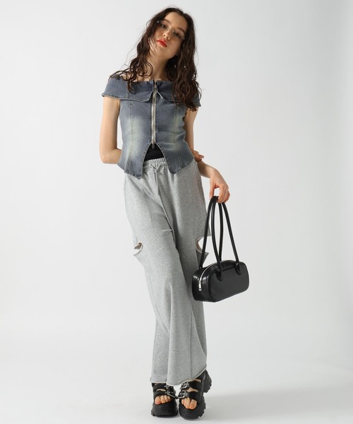 FOREVER 21（フォーエバー トゥエンティーワン）の「【2025SS】ノースリヴィンテージライクデニムブラウス（シャツ/ブラウス・レディース・ブルー/ブラック・SMALL/MEDIUM）」の4枚目の写真