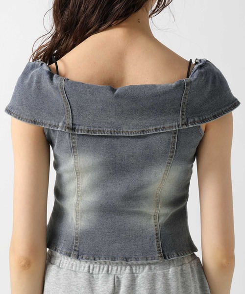 FOREVER 21（フォーエバー トゥエンティーワン）の「【2025SS】ノースリヴィンテージライクデニムブラウス（シャツ/ブラウス・レディース・ブルー/ブラック・SMALL/MEDIUM）」の14枚目の写真