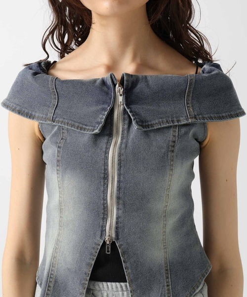 FOREVER 21（フォーエバー トゥエンティーワン）の「【2025SS】ノースリヴィンテージライクデニムブラウス（シャツ/ブラウス・レディース・ブルー/ブラック・SMALL/MEDIUM）」の15枚目の写真