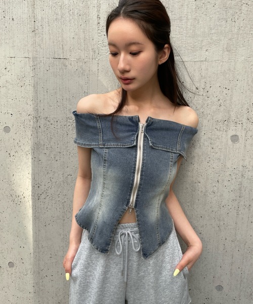 FOREVER 21（フォーエバー トゥエンティーワン）の「【2025SS】ノースリヴィンテージライクデニムブラウス（シャツ/ブラウス・レディース・ブルー/ブラック・SMALL/MEDIUM）」の20枚目の写真