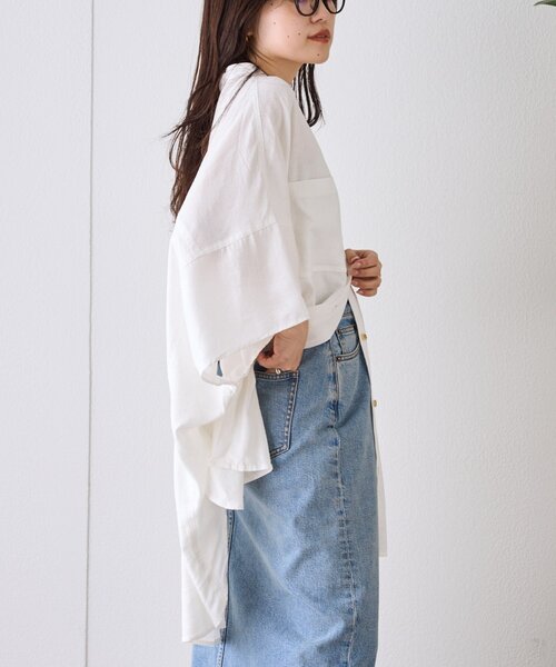 CIAOPANIC TYPY（チャオパニックティピー）の「【夏の体型カバー】リネンレーヨンドルマンシャツ（シャツ/ブラウス・レディース・ホワイト/ブラウン/ベージュ/パープル/ブラック/カーキ・ONE SIZE）」の12枚目の写真