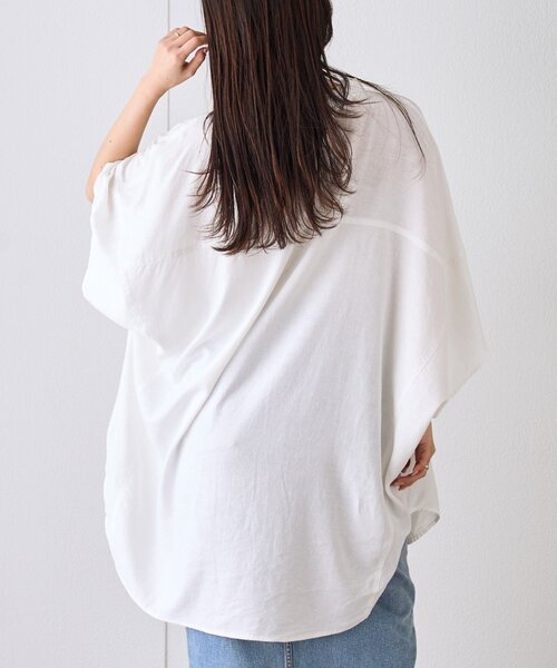 CIAOPANIC TYPY（チャオパニックティピー）の「【夏の体型カバー】リネンレーヨンドルマンシャツ（シャツ/ブラウス・レディース・ホワイト/ブラウン/ベージュ/パープル/ブラック/カーキ・ONE SIZE）」の13枚目の写真