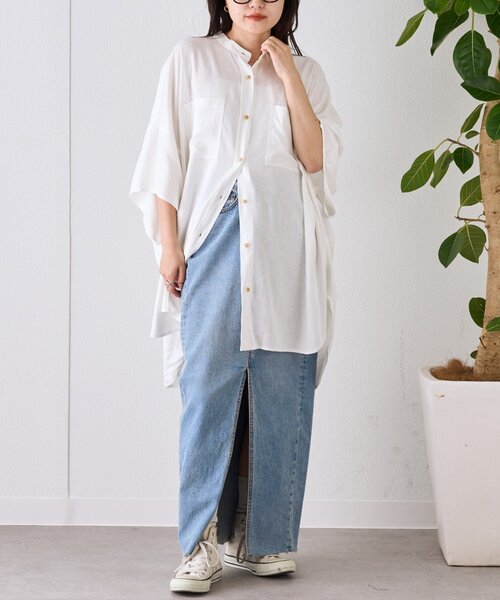 CIAOPANIC TYPY（チャオパニックティピー）の「【夏の体型カバー】リネンレーヨンドルマンシャツ（シャツ/ブラウス・レディース・ホワイト/ブラウン/ベージュ/パープル/ブラック/カーキ・ONE SIZE）」の14枚目の写真