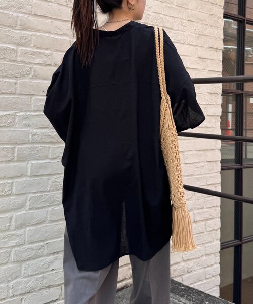 CIAOPANIC TYPY（チャオパニックティピー）の「【夏の体型カバー】リネンレーヨンドルマンシャツ（シャツ/ブラウス・レディース・ホワイト/ブラウン/ベージュ/パープル/ブラック/カーキ・ONE SIZE）」の22枚目の写真