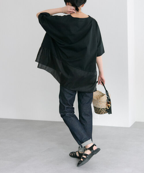 裾シアーTシャツ【SUM1 STYLE(スミスタイル)】（Tシャツ
