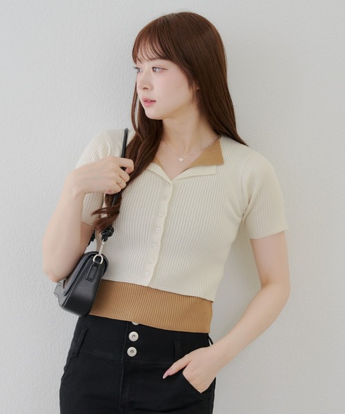 セール】フェイクドッキングプルオーバー（ニット/セーター）｜Another