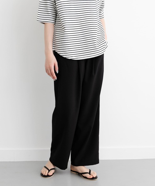 FORK&SPOON（フォークアンドスプーン）の「FORK&SPOON　ドライオックスイージーパンツ（その他パンツ・レディース・ベージュ/ブラック・1/2）」の2枚目の写真