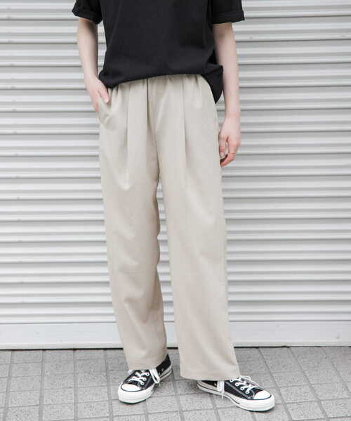 FORK&SPOON（フォークアンドスプーン）の「FORK&SPOON　ドライオックスイージーパンツ（その他パンツ・レディース・ベージュ/ブラック・1/2）」の9枚目の写真