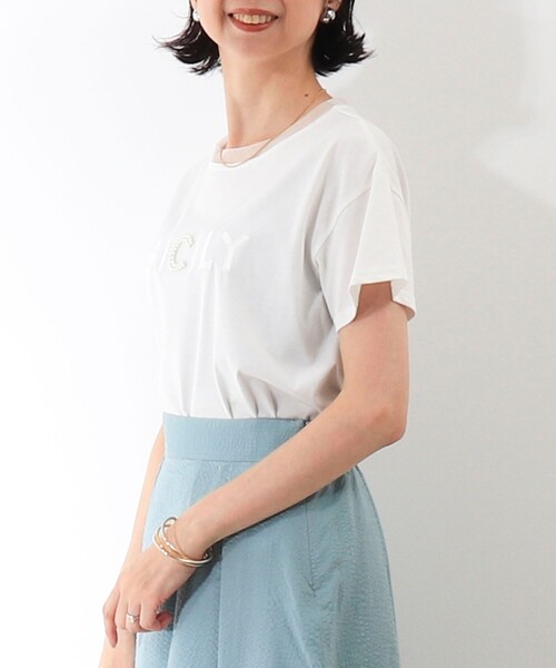 NOLLEY'S LIGHT（ノーリーズライト）の「チュール使いTシャツ（Tシャツ/カットソー・レディース・オフホワイト/チャコールグレー/カーキ・38）」の21枚目の写真