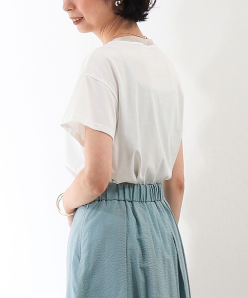 NOLLEY'S LIGHT（ノーリーズライト）の「チュール使いTシャツ（Tシャツ/カットソー・レディース・オフホワイト/チャコールグレー/カーキ・38）」の19枚目の写真
