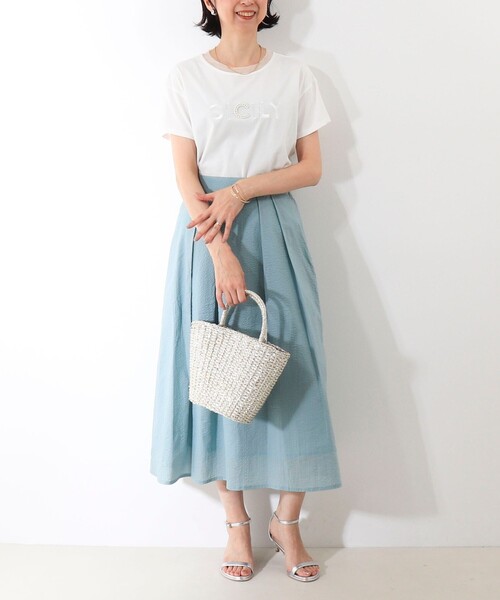 NOLLEY'S LIGHT（ノーリーズライト）の「チュール使いTシャツ（Tシャツ/カットソー・レディース・オフホワイト/チャコールグレー/カーキ・38）」の18枚目の写真