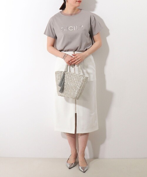 NOLLEY'S LIGHT（ノーリーズライト）の「チュール使いTシャツ（Tシャツ/カットソー・レディース・オフホワイト/チャコールグレー/カーキ・38）」の17枚目の写真