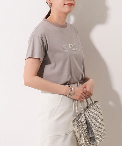 NOLLEY'S LIGHT（ノーリーズライト）の「チュール使いTシャツ（Tシャツ/カットソー・レディース・オフホワイト/チャコールグレー/カーキ・38）」の16枚目の写真