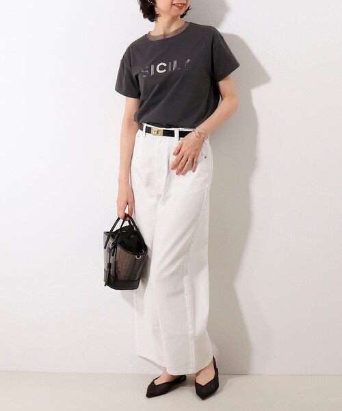 NOLLEY'S LIGHT（ノーリーズライト）の「チュール使いTシャツ（Tシャツ/カットソー・レディース・オフホワイト/チャコールグレー/カーキ・38）」の13枚目の写真