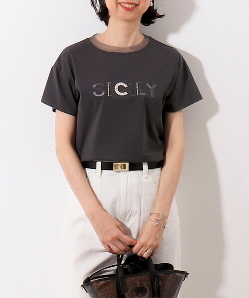 NOLLEY'S LIGHT（ノーリーズライト）の「チュール使いTシャツ（Tシャツ/カットソー・レディース・オフホワイト/チャコールグレー/カーキ・38）」の12枚目の写真