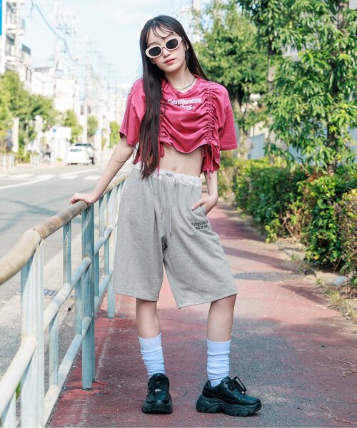 algy（アルジー）の「スウェットワイドハーフパンツ（スウェットパンツ・キッズ・グレー/オフホワイト/ブラック・XX-SMALL/X-SMALL/SMALL/MEDIUM）」の16枚目の写真