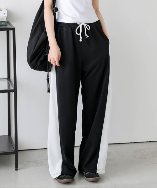 La-gemme(ラジェム)の「サイド切り替えスウェットパンツ(スウェットパンツ・レディース・グレー/ブラック・フリー)」の4枚目の写真