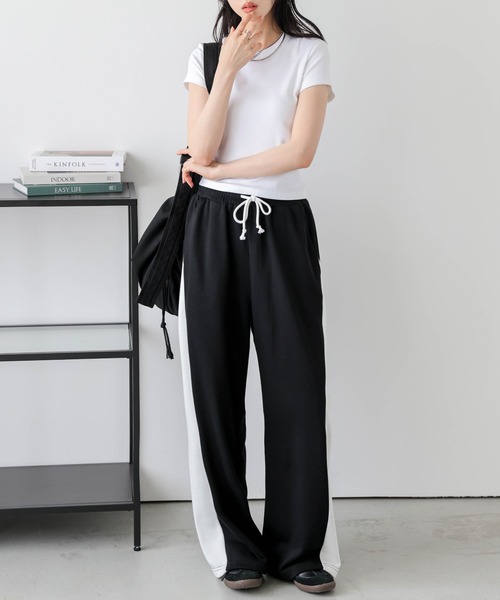 La-gemme(ラジェム)の「サイド切り替えスウェットパンツ(スウェットパンツ・レディース・グレー/ブラック・フリー)」の5枚目の写真