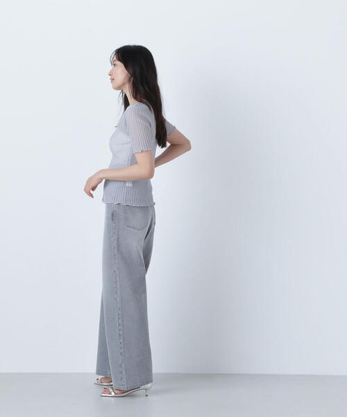 2色 ナチュラルウエストストレートレッグ ワイド デニムパンツ ◇ワイドストレートデニムパンツ（デニムパンツ）｜NATURAL