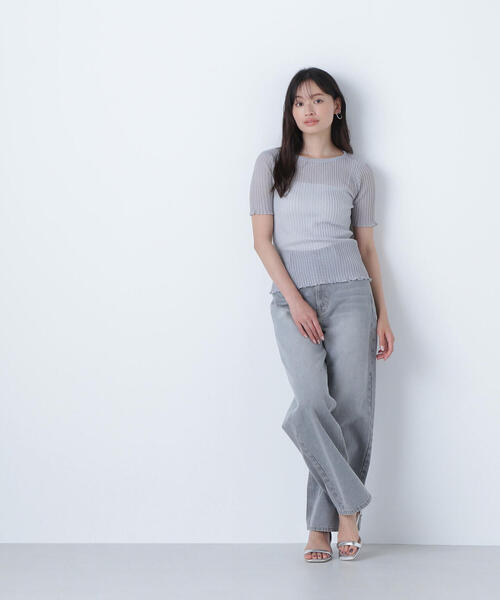 NATURAL BEAUTY BASIC（ナチュラルビューティーベーシック）の「◇【Oggi号・sweet12月号掲載】【ちょうど、いい服】私に“ちょうどいい”ワイドストレートデニム（デニムパンツ・レディース・ブルー系その他2/ブルー/グレー/ダークブルー/ブラック・SMALL/MEDIUM/X-SMALL/LARGE）」の3枚目の写真