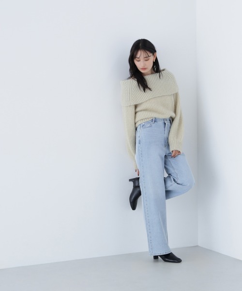 NATURAL BEAUTY BASIC（ナチュラルビューティーベーシック）の「◇【Oggi号・sweet12月号掲載】【ちょうど、いい服】私に“ちょうどいい”ワイドストレートデニム（デニムパンツ・レディース・ブルー系その他2/ブルー/グレー/ダークブルー/ブラック・SMALL/MEDIUM/X-SMALL/LARGE）」の5枚目の写真