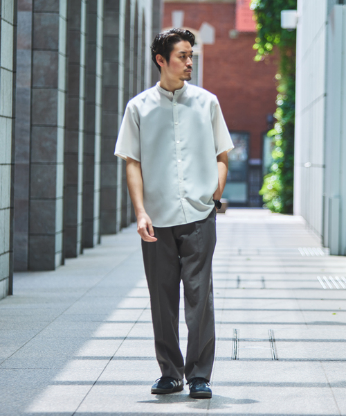 EDIFICE（エディフィス）の「"接触冷感＆吸水速乾" EVALET メッシュ バンドカラー シャツ（シャツ/ブラウス・メンズ・ベージュ/ネイビー/ホワイト系その他/グレー・SMALL/MEDIUM/LARGE）」の6枚目の写真