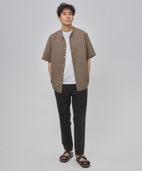 EDIFICE（エディフィス）の「"接触冷感＆吸水速乾" EVALET メッシュ バンドカラー シャツ（シャツ/ブラウス・メンズ・ベージュ/ネイビー/ホワイト系その他/グレー・SMALL/MEDIUM/LARGE）」の9枚目の写真