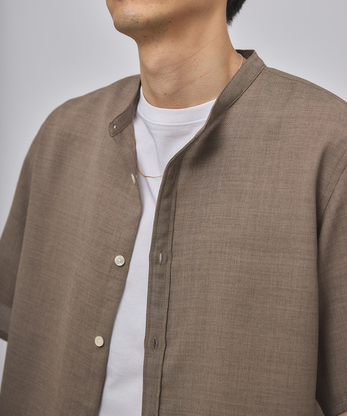 EDIFICE（エディフィス）の「"接触冷感＆吸水速乾" EVALET メッシュ バンドカラー シャツ（シャツ/ブラウス・メンズ・ベージュ/ネイビー/ホワイト系その他/グレー・SMALL/MEDIUM/LARGE）」の14枚目の写真