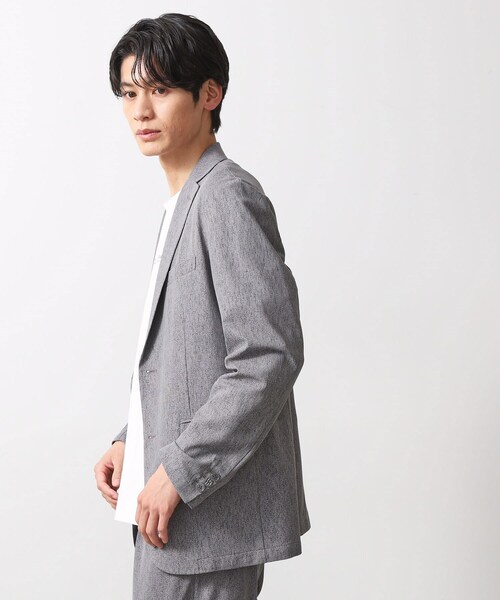THE SHOP TK （ザ ショップ ティーケー ）の「シャリルジャージジャケット　洗濯機OK/吸水速乾/イージーケア/セットアップ可（テーラードジャケット・メンズ・ライトグレー/ネイビー・01/02/03/04）」の3枚目の写真