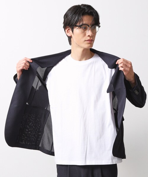 THE SHOP TK （ザ ショップ ティーケー ）の「シャリルジャージジャケット　洗濯機OK/吸水速乾/イージーケア/セットアップ可（テーラードジャケット・メンズ・ライトグレー/ネイビー・01/02/03/04）」の6枚目の写真
