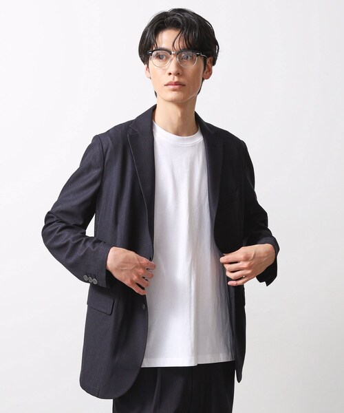 THE SHOP TK （ザ ショップ ティーケー ）の「シャリルジャージジャケット　洗濯機OK/吸水速乾/イージーケア/セットアップ可（テーラードジャケット・メンズ・ライトグレー/ネイビー・01/02/03/04）」の19枚目の写真