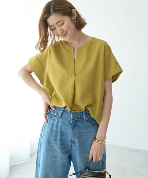 YECCA VECCA（イェッカヴェッカ）の「タックスキッパーブラウス（シャツ/ブラウス・レディース・ライトグレー/イエロー/ネイビー・FREE）」の18枚目の写真