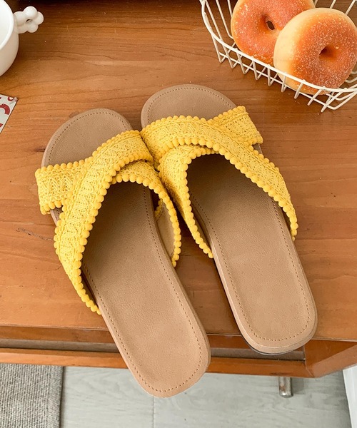 shoes365(シューズスリーシックスファイヴ)の「クロス編みデザインサンダル (SS)(サンダル・レディース・グリーン/オフホワイト/イエロー/ブルー/ブラウン・22.5cm/23.5cm/24.5cm/23.0cm/24.0cm/25.0cm)」の5枚目の写真