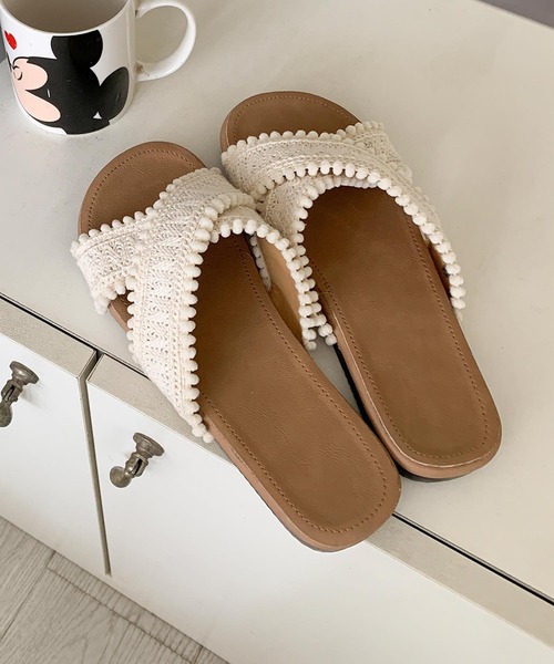 shoes365(シューズスリーシックスファイヴ)の「クロス編みデザインサンダル (SS)(サンダル・レディース・グリーン/オフホワイト/イエロー/ブルー/ブラウン・22.5cm/23.5cm/24.5cm/23.0cm/24.0cm/25.0cm)」の9枚目の写真