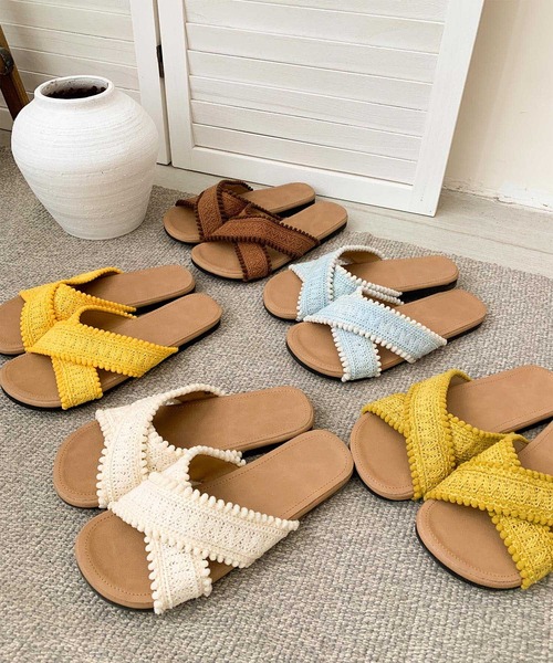 shoes365(シューズスリーシックスファイヴ)の「クロス編みデザインサンダル (SS)(サンダル・レディース・グリーン/オフホワイト/イエロー/ブルー/ブラウン・22.5cm/23.5cm/24.5cm/23.0cm/24.0cm/25.0cm)」の16枚目の写真