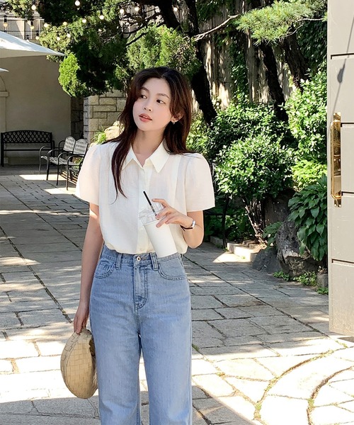 LAFFMO（ラフモ）の「レギュラーカラー半袖ブラウス（シャツ/ブラウス・レディース・グレー/ネイビー/ベージュ・F）」の7枚目の写真