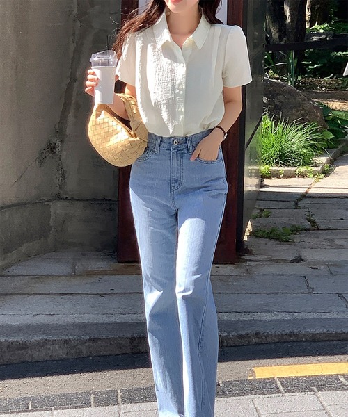 LAFFMO（ラフモ）の「レギュラーカラー半袖ブラウス（シャツ/ブラウス・レディース・グレー/ネイビー/ベージュ・F）」の9枚目の写真