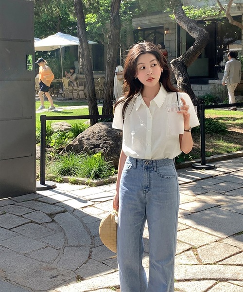 LAFFMO（ラフモ）の「レギュラーカラー半袖ブラウス（シャツ/ブラウス・レディース・グレー/ネイビー/ベージュ・F）」の10枚目の写真