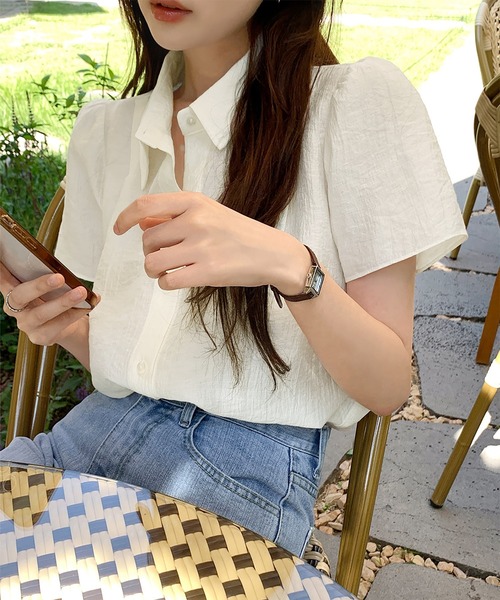 LAFFMO（ラフモ）の「レギュラーカラー半袖ブラウス（シャツ/ブラウス・レディース・グレー/ネイビー/ベージュ・F）」の17枚目の写真