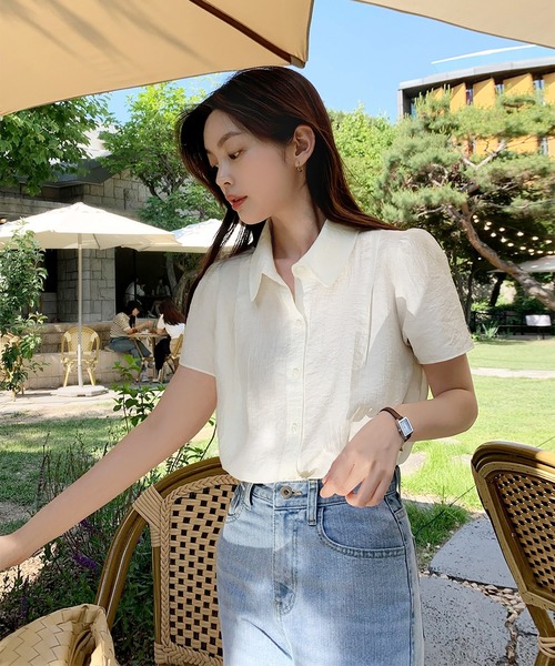 LAFFMO（ラフモ）の「レギュラーカラー半袖ブラウス（シャツ/ブラウス・レディース・グレー/ネイビー/ベージュ・F）」の19枚目の写真